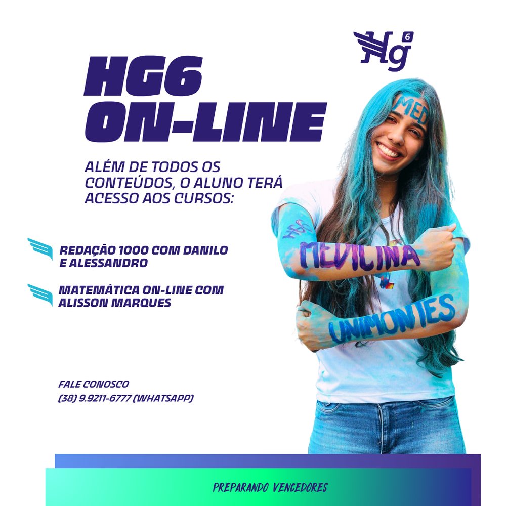 HG6 On-line: cursos Redação 1000 e Matemática On-line